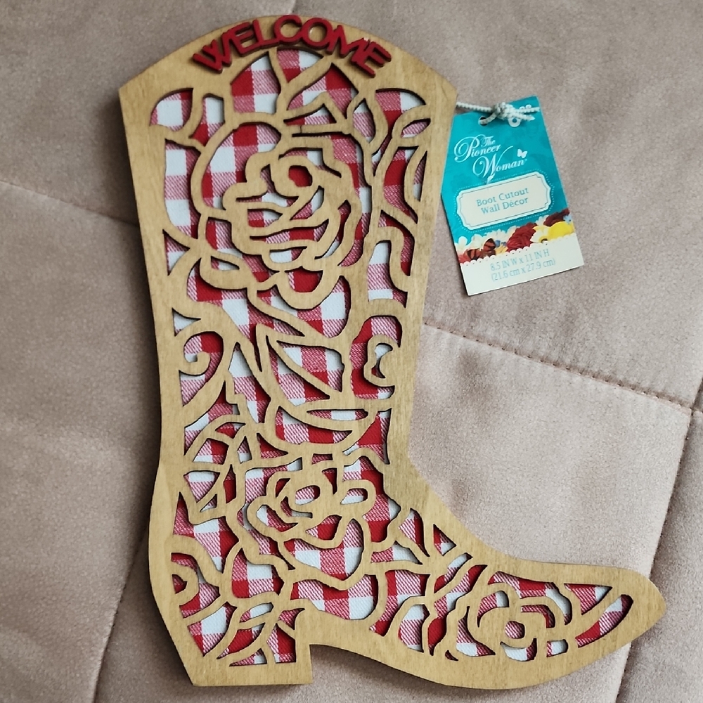 The Pioneer Woman PaintedFancy Boot Wall Decor,Brwwn& Red,8.5"x11"